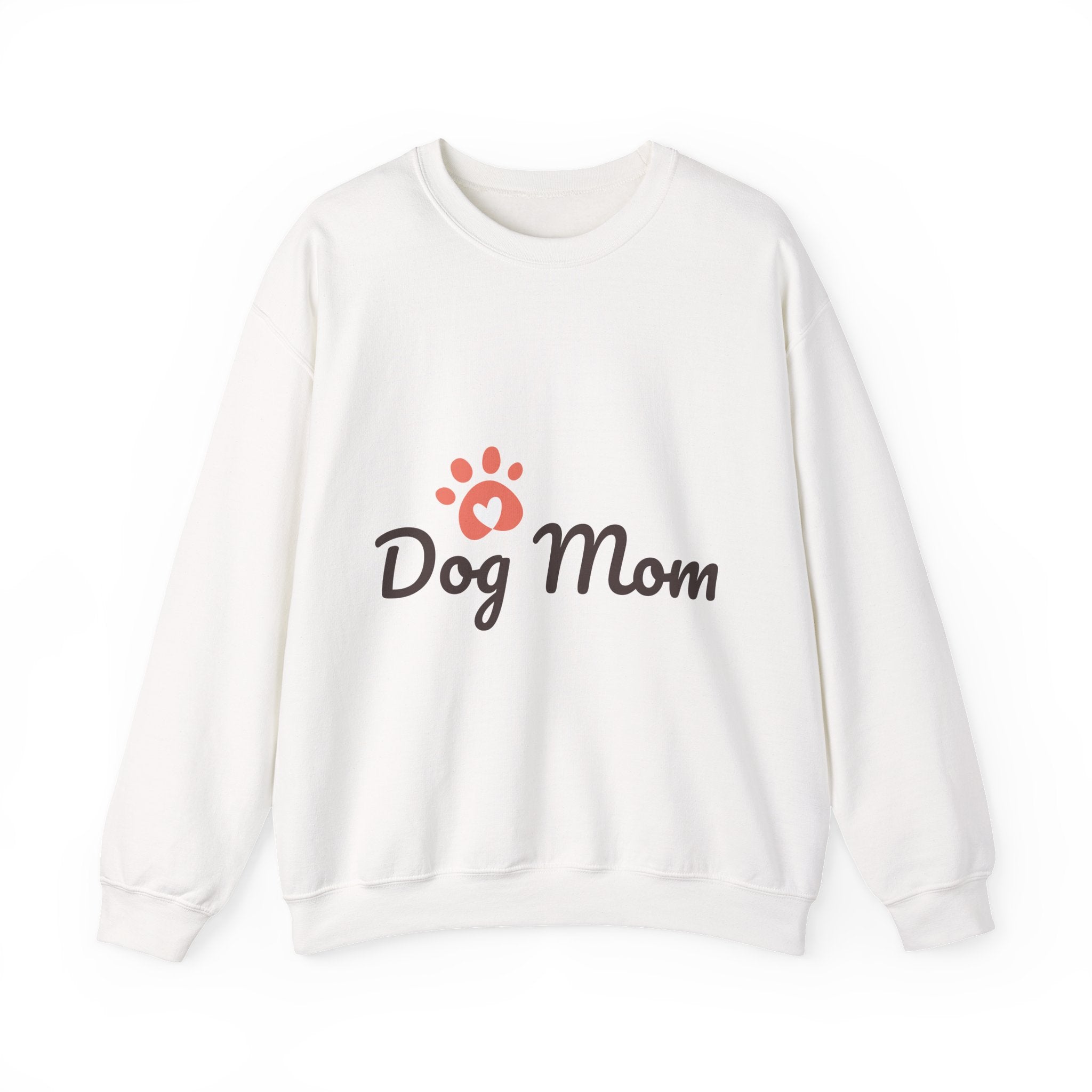 Dog Mom Crewneck Sweatshirt — 'Dog Mom' Paw Print Front with Cute Puppy Photo Back