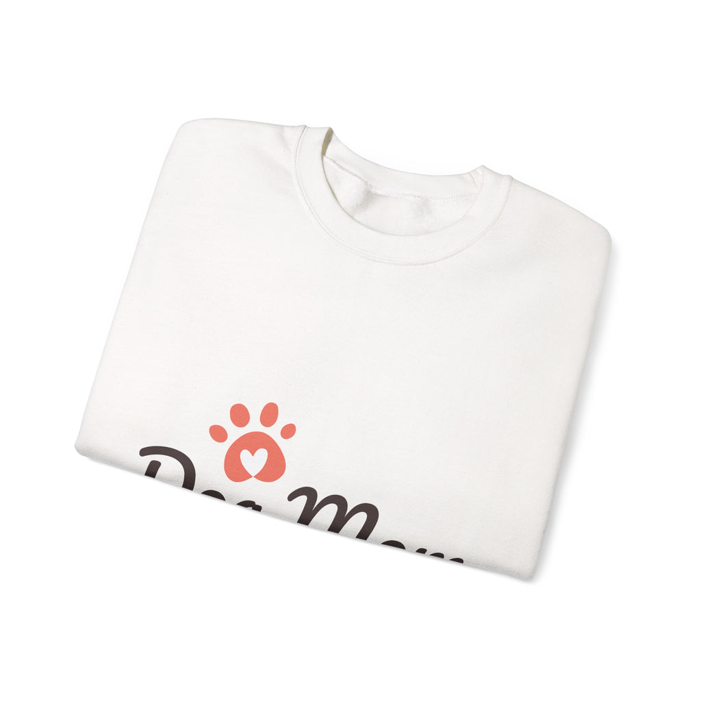 Dog Mom Crewneck Sweatshirt — 'Dog Mom' Paw Print Front with Cute Puppy Photo Back