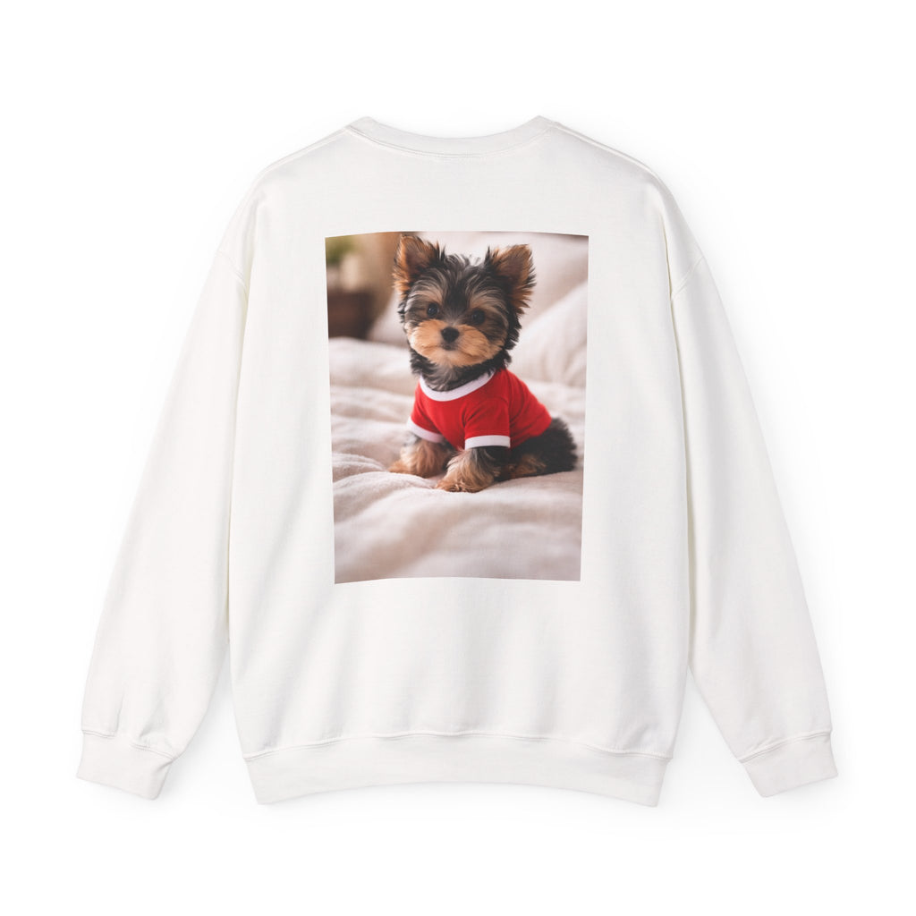 Dog Mom Crewneck Sweatshirt — 'Dog Mom' Paw Print Front with Cute Puppy Photo Back